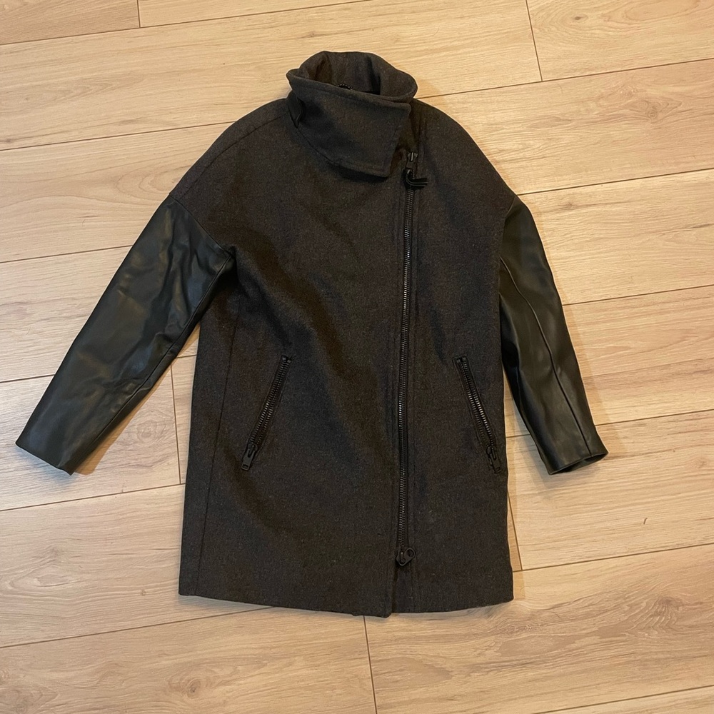 Mackage Charcoal grey and black leather jacket
